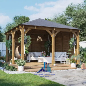 مظلات حدائق حديثة بأشكال جذابة الدمام مظلة سقف ثابت بأسقف ألواح أو خشب